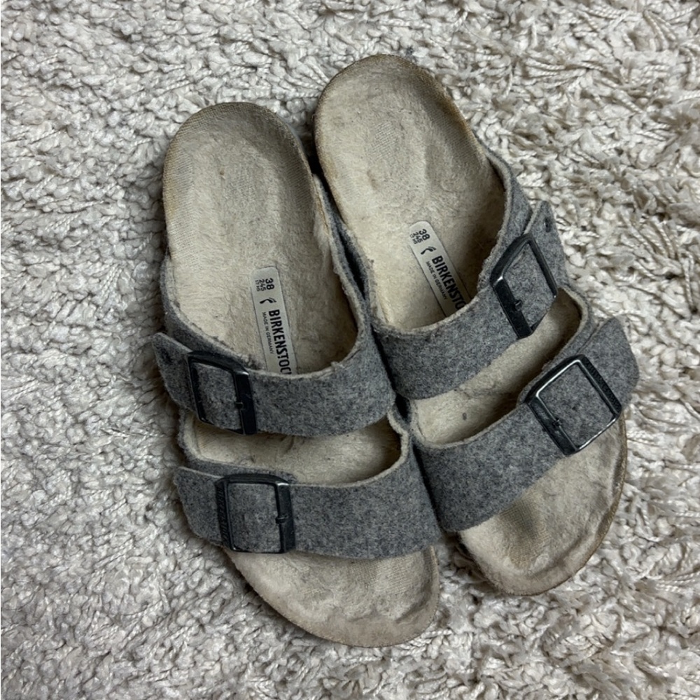 Birkenstock Arizona Rivet Wool Shearling Sandals - Picture 4 of 6